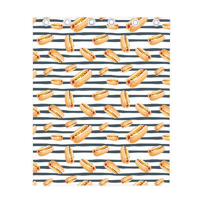 Hot Dog Striped Pattern Print Curtain