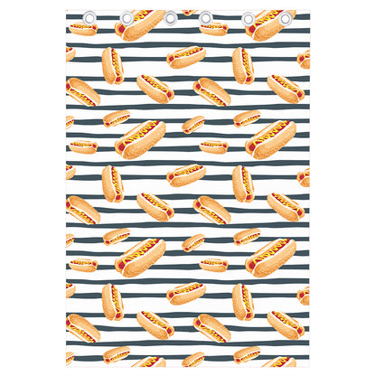 Hot Dog Striped Pattern Print Curtain