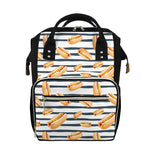 Hot Dog Striped Pattern Print Diaper Bag