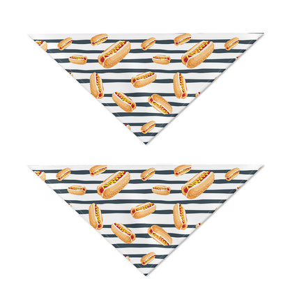 Hot Dog Striped Pattern Print Dog Bandana