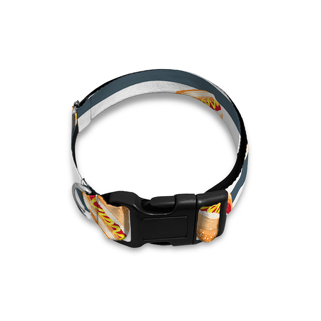Hot Dog Striped Pattern Print Dog Collar
