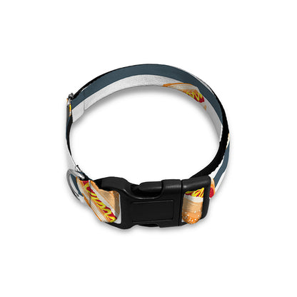 Hot Dog Striped Pattern Print Dog Collar