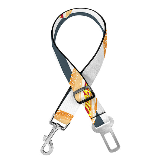 Hot Dog Striped Pattern Print Dog Seat Belt