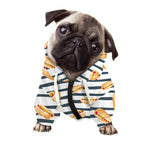 Hot Dog Striped Pattern Print Dog Zip Up Hoodie