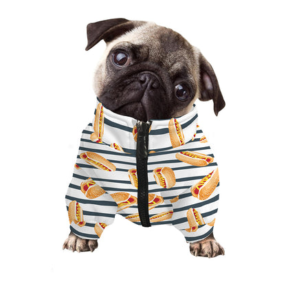 Hot Dog Striped Pattern Print Dog Zip Up Jacket