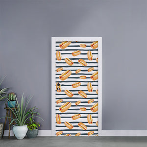 Hot Dog Striped Pattern Print Door Sticker