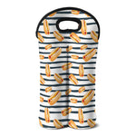 Hot Dog Striped Pattern Print Double Neoprene Wine Tote