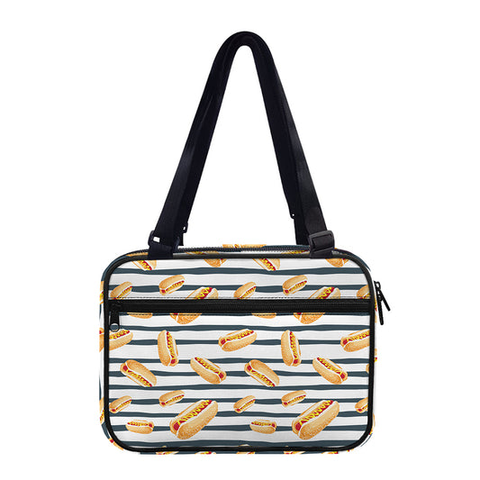 Hot Dog Striped Pattern Print Double Strap Bible Bag