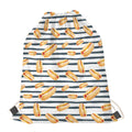 Hot Dog Striped Pattern Print Drawstring Bag
