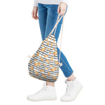 Hot Dog Striped Pattern Print Drawstring Bag
