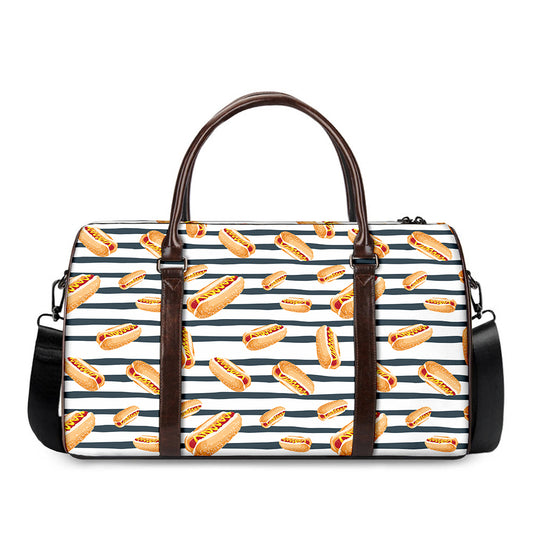 Hot Dog Striped Pattern Print Duffle Bag