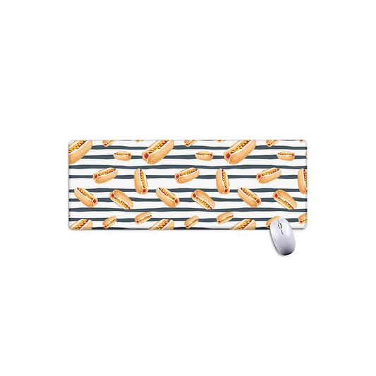Hot Dog Striped Pattern Print Extended Mouse Pad