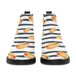 Hot Dog Striped Pattern Print Flat Ankle Boots