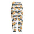 Hot Dog Striped Pattern Print Fleece Lined Knit Pants