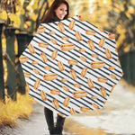 Hot Dog Striped Pattern Print Foldable Umbrella