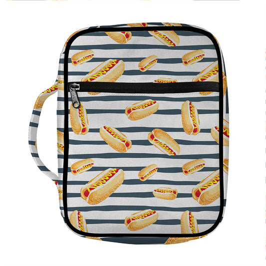 Hot Dog Striped Pattern Print Front Pocket Bible Bag