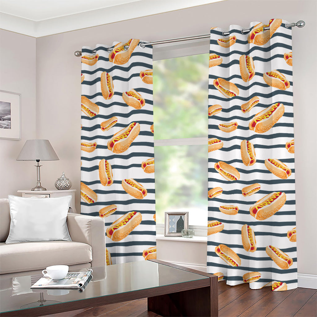 Hot Dog Striped Pattern Print Grommet Curtains