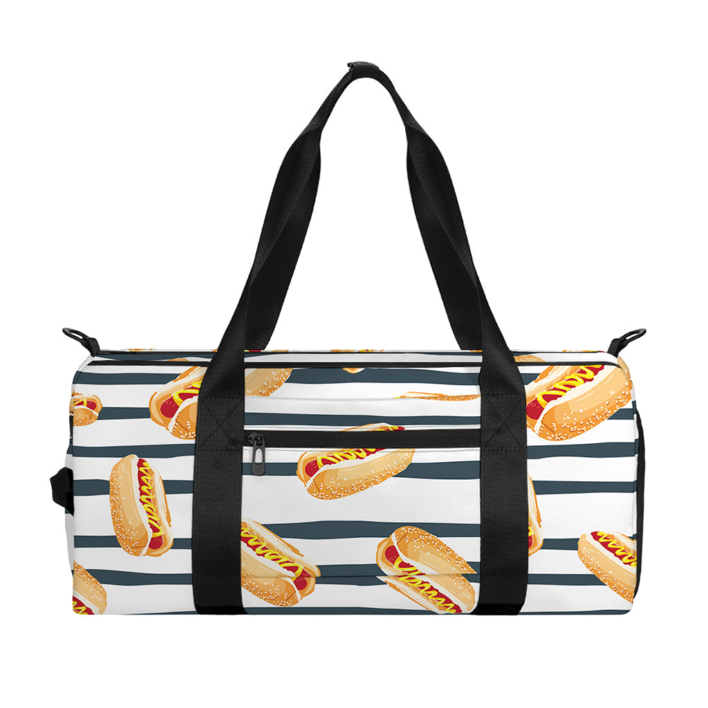 Hot Dog Striped Pattern Print Gym Bag