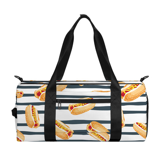 Hot Dog Striped Pattern Print Gym Bag