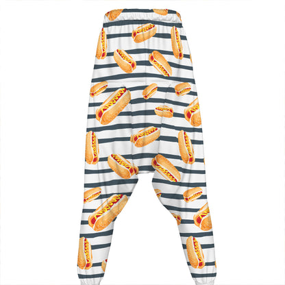 Hot Dog Striped Pattern Print Hammer Pants