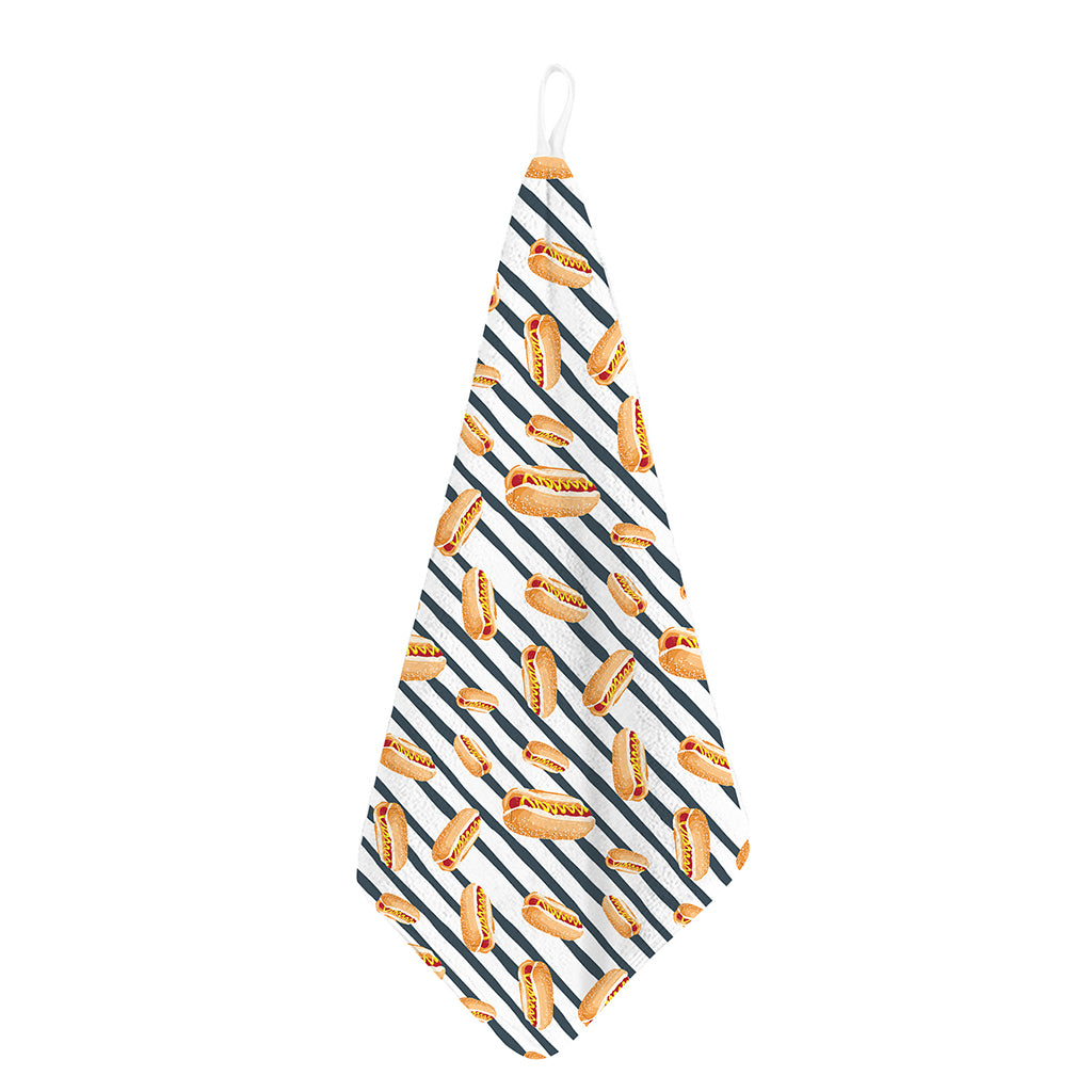 Hot Dog Striped Pattern Print Hand Towel