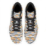 Hot Dog Striped Pattern Print High Top Leather Sneakers