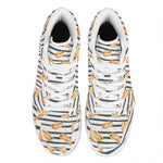 Hot Dog Striped Pattern Print High Top Leather Sneakers