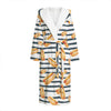 Hot Dog Striped Pattern Print Hooded Bathrobe