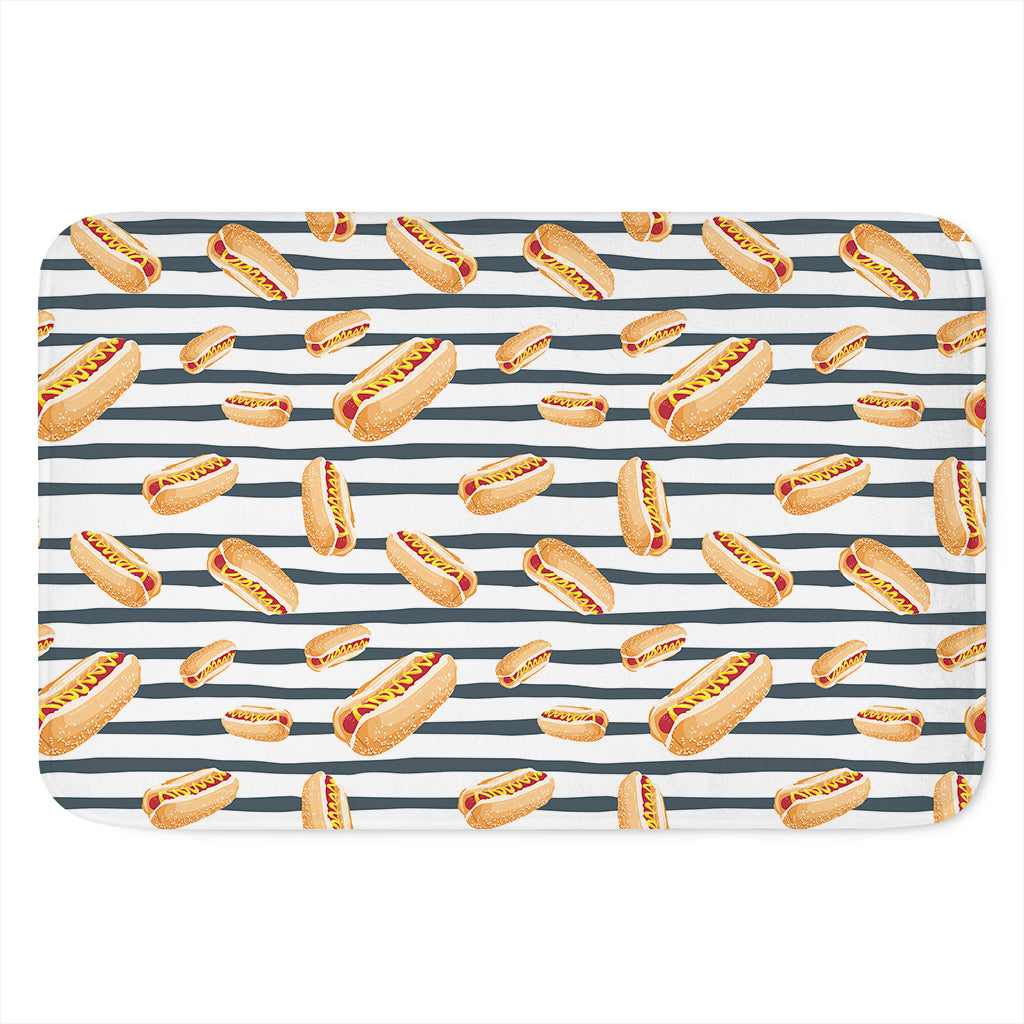 Hot Dog Striped Pattern Print Indoor Door Mat