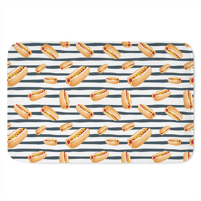 Hot Dog Striped Pattern Print Indoor Door Mat