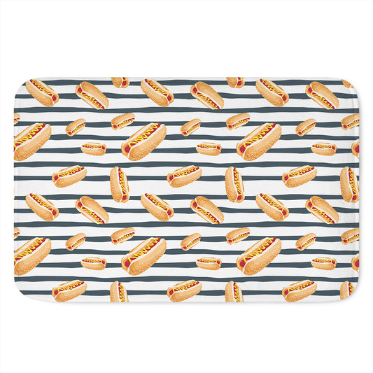 Hot Dog Striped Pattern Print Indoor Door Mat