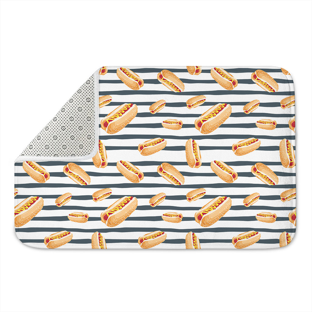 Hot Dog Striped Pattern Print Indoor Door Mat