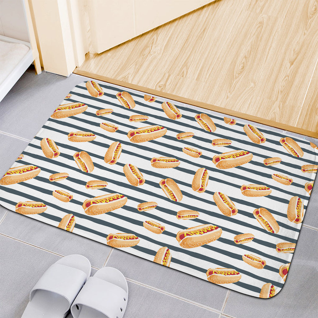 Hot Dog Striped Pattern Print Indoor Door Mat