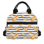 Hot Dog Striped Pattern Print Insulated Lunch Bag