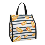 Hot Dog Striped Pattern Print Insulated Lunch Tote