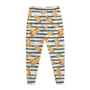 Hot Dog Striped Pattern Print Jogger Pants