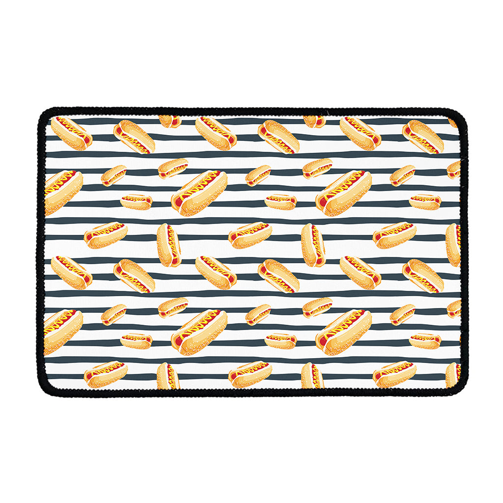 Hot Dog Striped Pattern Print Kitchen Mat
