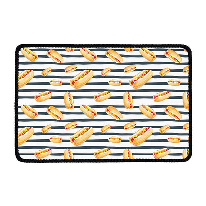 Hot Dog Striped Pattern Print Kitchen Mat