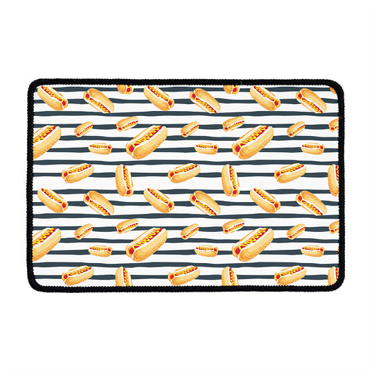 Hot Dog Striped Pattern Print Kitchen Mat