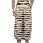 Hot Dog Striped Pattern Print Lantern Pants