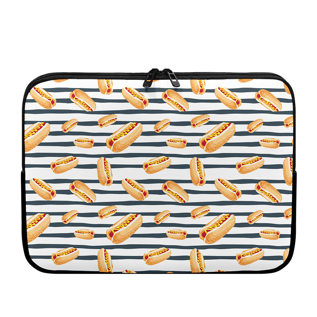 Hot Dog Striped Pattern Print Laptop Sleeve
