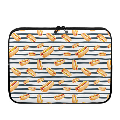 Hot Dog Striped Pattern Print Laptop Sleeve