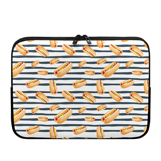 Hot Dog Striped Pattern Print Laptop Sleeve