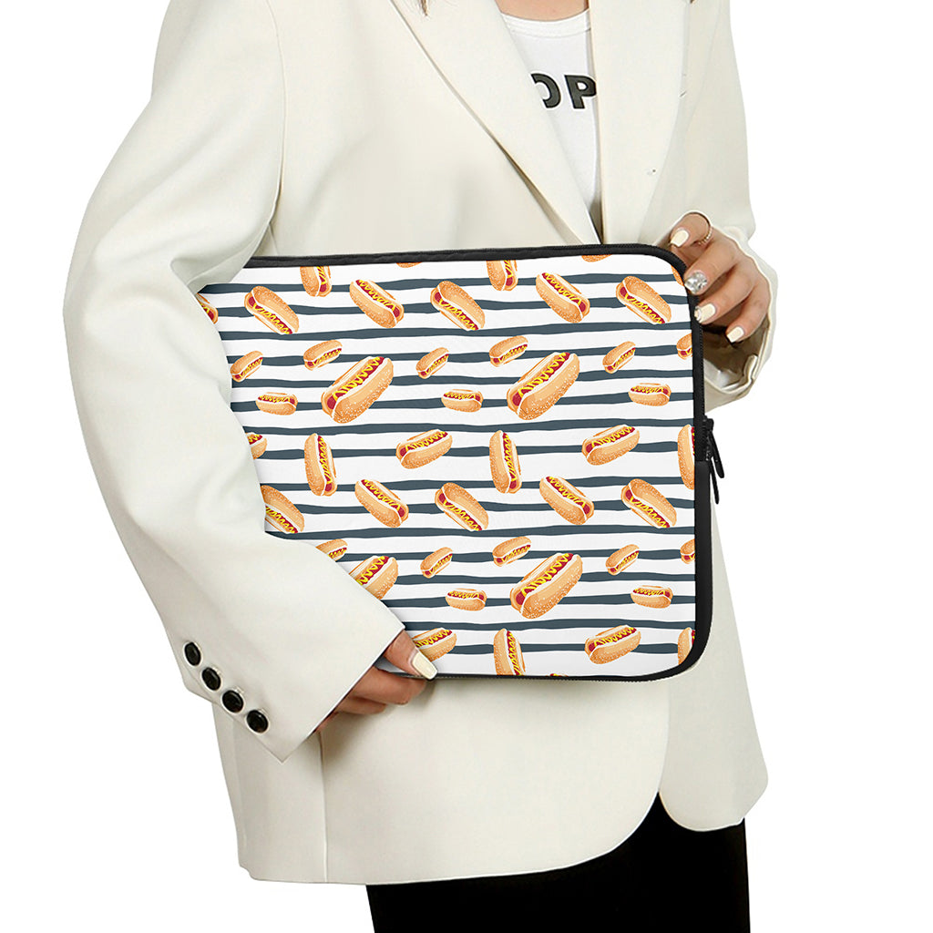 Hot Dog Striped Pattern Print Laptop Sleeve