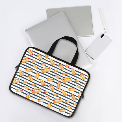 Hot Dog Striped Pattern Print Laptop Sleeve With Handle