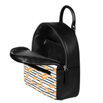 Hot Dog Striped Pattern Print Leather Backpack