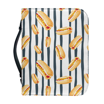 Hot Dog Striped Pattern Print Leather Bible Cover