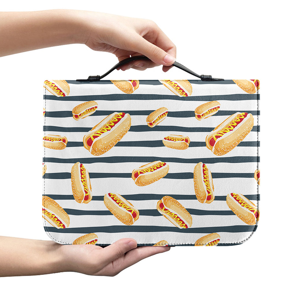 Hot Dog Striped Pattern Print Leather Bible Cover