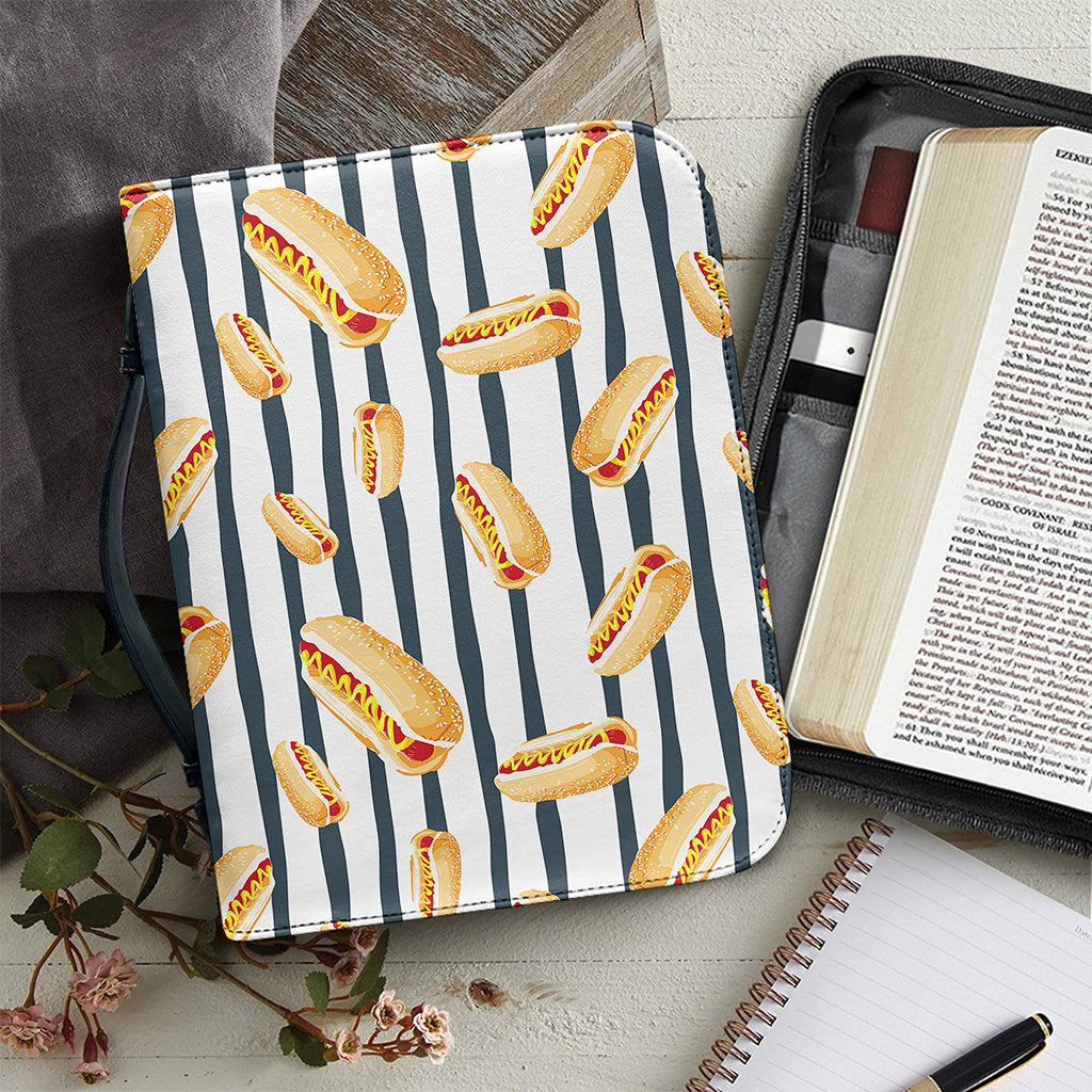 Hot Dog Striped Pattern Print Leather Bible Cover