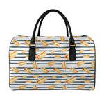 Hot Dog Striped Pattern Print Leather Duffle Bag